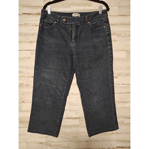 Talbots Capri Jeans Womens Size 10 Stretch Straight Leg Midrise Button Tab - Picture 1 of 9